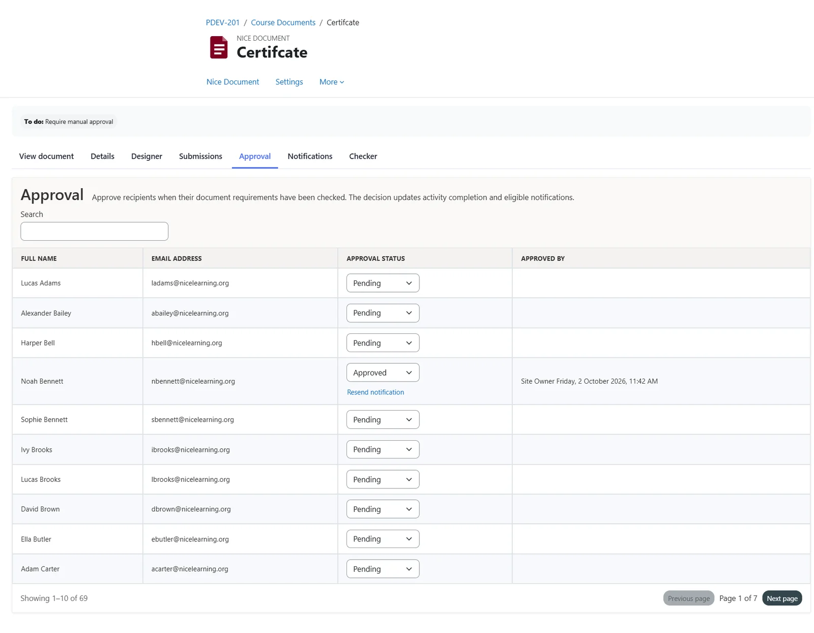 Approval Page