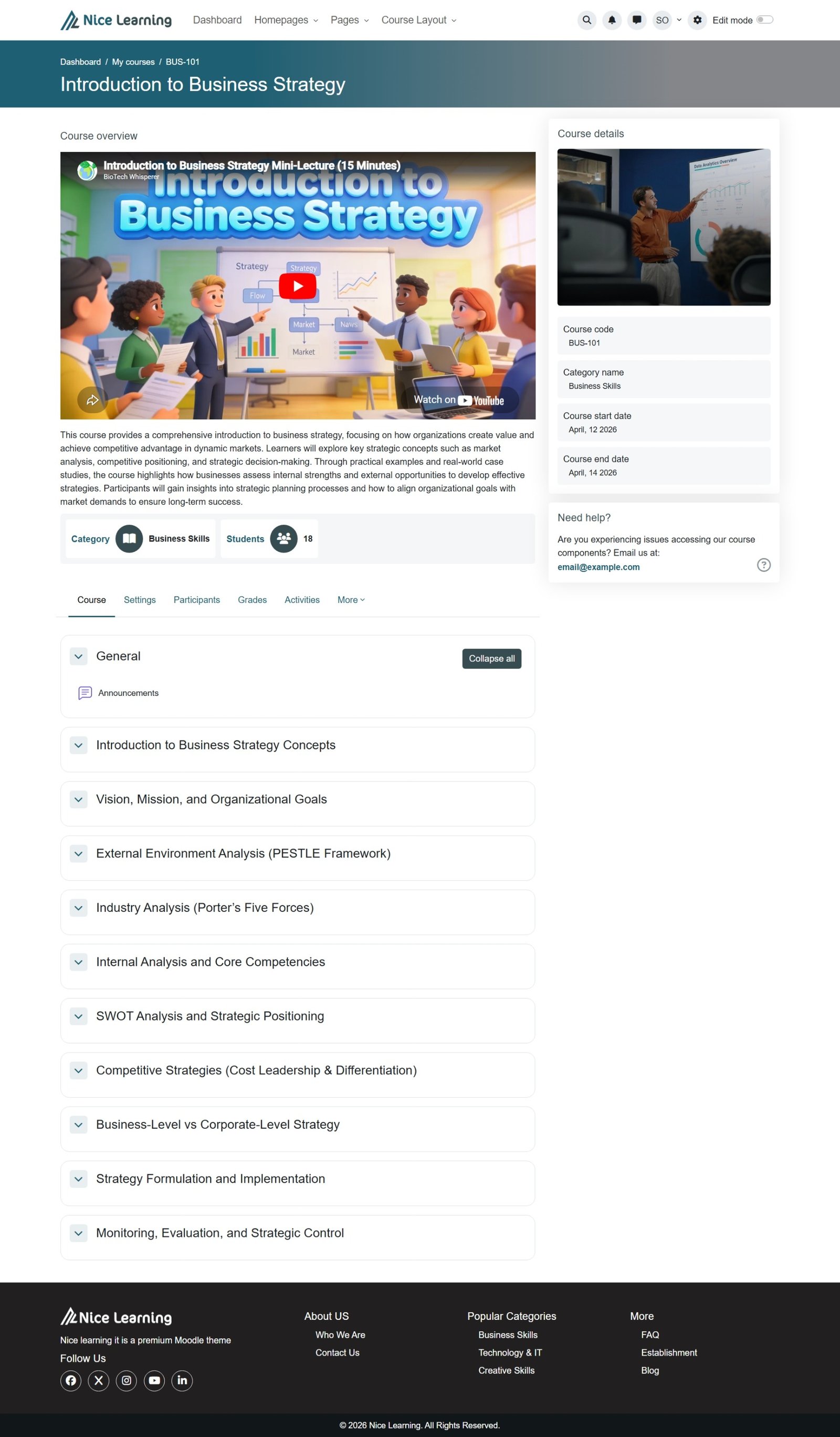 Course Page – Video
